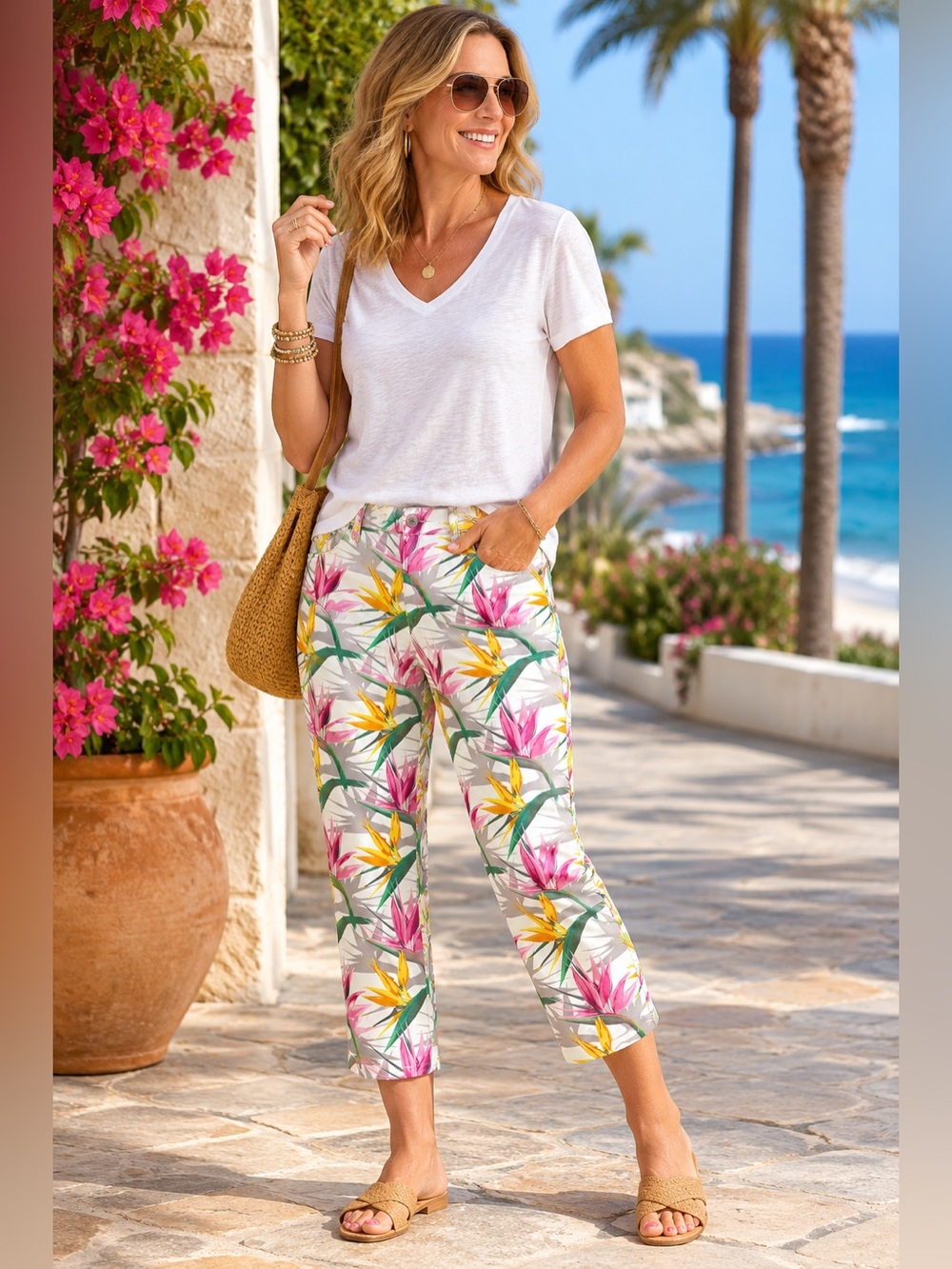 Tommy Bahama tropical theme leaf floral jeans 14